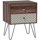 HOMCOM 2-Drawer Nightstand, Sofa Bedside Table for Living Room, Bedroom