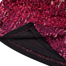 Shiny High-Waisted Sequin Mini Skirt - Red