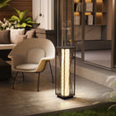 Outsunny Rattan Solar Floor Lamp, Auto On/Off LED Garden Lights, Grey