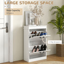 HOMCOM Slim Shoe Storage Cabinet with 2 Flip Drawers for Entryway, White
