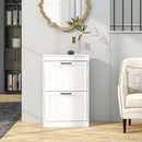 HOMCOM Slim Shoe Storage Cabinet with 2 Flip Drawers for Entryway, White
