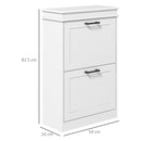 HOMCOM Slim Shoe Storage Cabinet with 2 Flip Drawers for Entryway, White