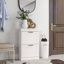 HOMCOM Slim Shoe Storage Cabinet with 2 Flip Drawers for Entryway, White