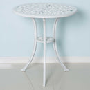 Outsunny 3 Pieces Antique Garden Bistro Set For 2 With Umbrella Hole, White