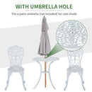 Outsunny 3 Pieces Antique Garden Bistro Set For 2 With Umbrella Hole, White
