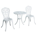 Outsunny 3 Pieces Antique Garden Bistro Set For 2 With Umbrella Hole, White