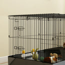 PawHut Guinea Pig Cage, 2 in 1 Rabbit Cage Pet Playpen for Hedgehogs, Black