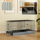 PawHut Guinea Pig Cage, 2 in 1 Rabbit Cage Pet Playpen for Hedgehogs, Black
