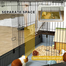 PawHut Guinea Pig Cage, 2 in 1 Rabbit Cage Pet Playpen for Hedgehogs, Black