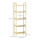 HOMCOM 5-Tier Bamboo Bathroom Storage Shelf with Adjustable Rack