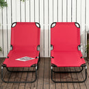 Outsunny Folding Sun Loungers Set of 2 with Adjustable Backrest