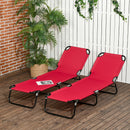 Outsunny Folding Sun Loungers Set of 2 with Adjustable Backrest