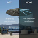 Outsunny 3(m) Garden Parasol w/ Lights, Crank Handle & Cross Base