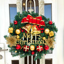 Livingandhome 30cm Christmas Artificial Wreath with Xmas Baubles Bells Bow Knots