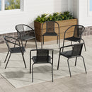 Livingandhome PE Rattan Stacking Garden Chairs Set Of 6