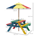 Outsunny Kids Table and Chair Set w/ Removable Parasol, for Ages 3-6 Years
