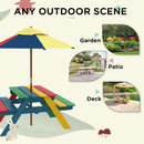 Outsunny Kids Table and Chair Set w/ Removable Parasol, for Ages 3-6 Years