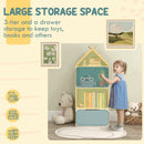 AIYAPLAY Kids Bookshelf with 3 Shelves, Drawer, Anti-tip Device, for Kids Room