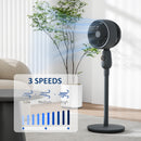HOMCOM Pedestal Fan for Bedroom, Powerful Air Circulator with 3 Speed, Grey