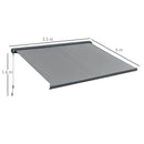 Outsunny 3.5x3m LED Light Full Cassette Case Electric Awning Door Window Sun Shade Patio Canopy Retractable w/ Remote Grey