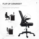 Vinsetto Mesh Office Chair for Home with Lumbar Support, Flip-up Arm, Wheels