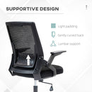 Vinsetto Mesh Office Chair for Home with Lumbar Support, Flip-up Arm, Wheels