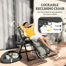 Outsunny 2 Pieces Zero Gravity Chairs, Reclining Folding Sun Lounger, Grey