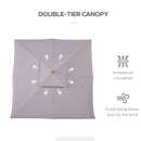 Outsunny 3(m) Wood Square Umbrella Garden Market Parasol Sunshade Grey