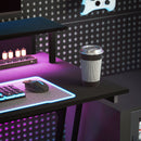 HOMCOM LED Gaming Desk with Power Outlets and Monitor Stand 100 x 60cm Black