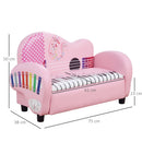 HOMCOM Kids PVC 2-Seater Musical-Theme Sofa Piano Shape Multi-Functional 2 Seats Couch Storage Box Soft Sturdy Pink