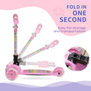 HOMCOM Foldable kids  Scooter with  Flashing Wheels - Pink