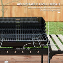 Outsunny Charcoal Barbecue BBQ Grill Trolley W/ 5-level Grill Height Ash Catcher