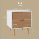 HOMCOM Bedside Table with 2 Drawers for Bedroom, Living Room