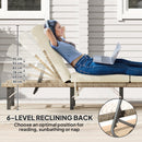 Outsunny Folding Rattan Sun Lounger with Adjustable Back, Cushion, Natural