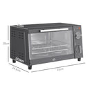 HOMCOM Mini Oven 9L Countertop Electric Grill W/ Temp Timer Control 750W