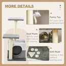 PawHut Cat Tree w/ Sisal Scratching Posts, House, Perches, Toy Mouse - Grey