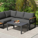 Outsunny Outdoor Side Table Garden Table with Steel Frame and Slat Top