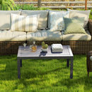 Outsunny Outdoor Side Table Garden Table with Steel Frame and Slat Top