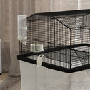 PawHut Hamster Cage, Two-Tier Gerbil Cage w/ Deep Bottom, Ramp, Food Dish