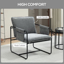 HOMCOM Upholstered Reading Chair with Side Pockets and Steel Frame