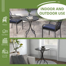 Outsunny Round Garden Table Outdoor Side Table with Steel Frame Slat Top Black