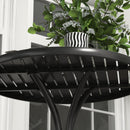Outsunny Round Garden Table Outdoor Side Table with Steel Frame Slat Top Black