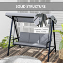Outsunny 3 Seater Garden Swing Chair With Adjustable Canopy And Cushions, Grey