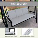 Outsunny 3 Seater Garden Swing Chair With Adjustable Canopy And Cushions, Grey