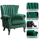 Livingandhome Velvet Channel-Tufted Armchair