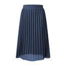 Casual High-Waisted A-Line Pleated Skirt - Blue