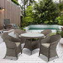 Outsunny Rattan Dining Set 4 Seater - Grey