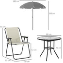 Outsunny 6 Pieces Garden Furniture Set with Parasol, Folding Chairs, Grey