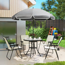 Outsunny 6 Pieces Garden Furniture Set with Parasol, Folding Chairs, Grey