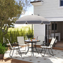 Outsunny 6 Pieces Garden Furniture Set with Parasol, Folding Chairs, Grey